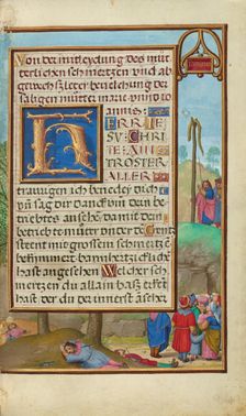 Border with Moses and the Brazen Serpent, about 1525-1530. Creator: Simon Bening