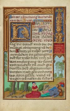 Border with Naomi Grieving the Loss of Her Family, about 1525-1530. Creator: Simon Bening
