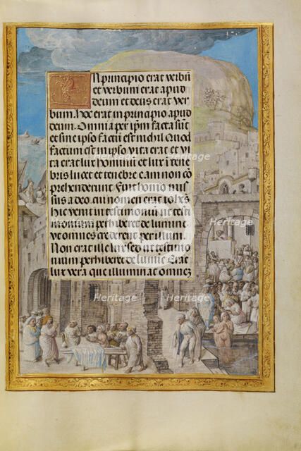 Border with Scenes from the Life of Saint John; Spinola Hours, about 1510-1520. Creator: Master of the Lubeck Bible.
