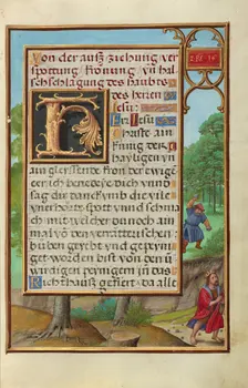 Border with Shimei Throwing Stones at David, about 1525-1530. Creator: Simon Bening