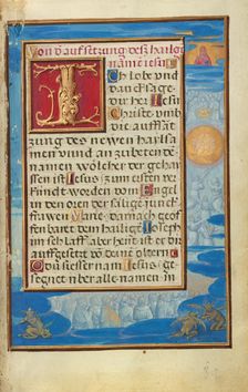 Border with the Adoration of the Name of Jesus, about 1525-1530. Creator: Simon Bening