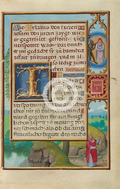 Border with Zechariah's Vision of the High Priest and the Devil, about 1525-1530. Creator: Simon Bening.