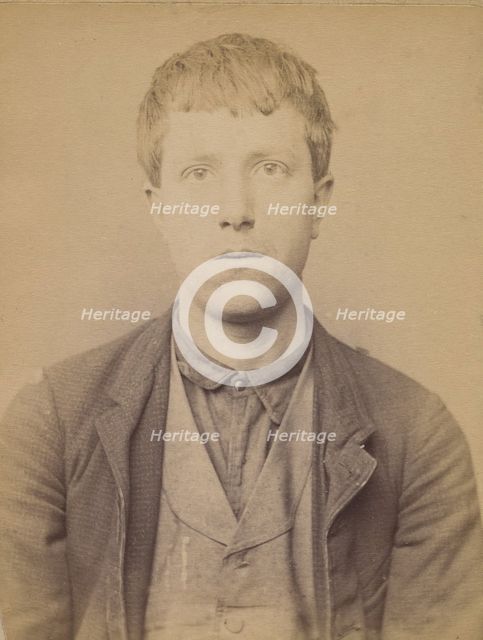 Borderie. Ferdinand, Jacques. 19 ans, né à Sarlat (Dordogne). Peintre sur métaux. Pas de m..., 1894. Creator: Alphonse Bertillon.