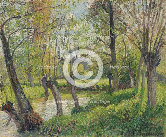 Bords de l'Epte à Êragny, soleil couchant , 1897. Creator: Pissarro, Camille (1830-1903).