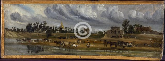 Bords de Seine à la barrière de la Cunette, près du Champ-de-Mars (1820), 1820. Creator: Paul Huet.