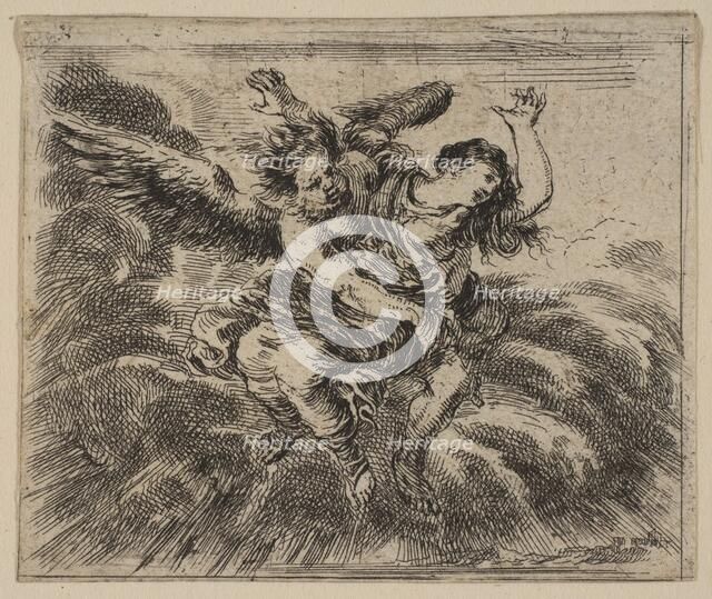 Boreas and Oreithyia, from 'Game of Mythology' (Jeu de la Mythologie), 1644. Creator: Stefano della Bella.