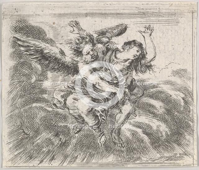 Boreas and Orithyia, from 'Game of Mythology' (Jeu de la Mythologie), 1644. Creator: Stefano della Bella.