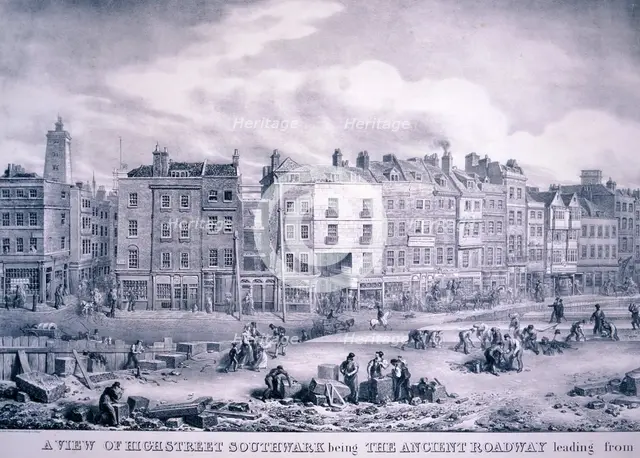 Borough High Street, Southwark, London, 1830. Artist: George Scharf