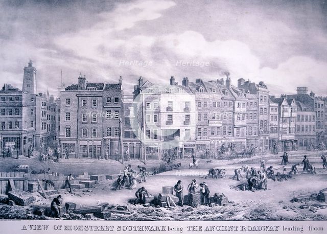 Borough High Street, Southwark, London, 1830. Artist: George Scharf
