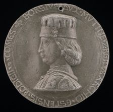 Borso d'Este, 1413-1471, Marquess of Ferrara 1450, Duke of Modena and Reggio 1452 [obverse], 1460. Creator: Petrecino
