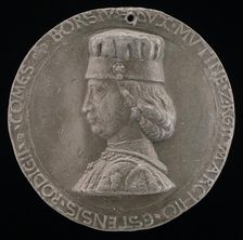 Borso d'Este, 1413-1471, Marquess of Ferrara 1450, Duke of Modena and Reggio 1452 [obverse], 1460. Creator: Petrecino