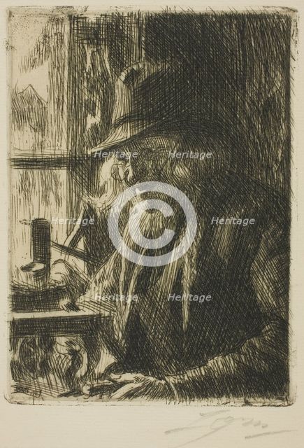 Bosl Anders, Clockmaker at Mora, 1907. Creator: Anders Leonard Zorn.
