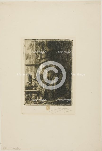 Bosl Anders, Clockmaker at Mora, 1907. Creator: Anders Leonard Zorn.