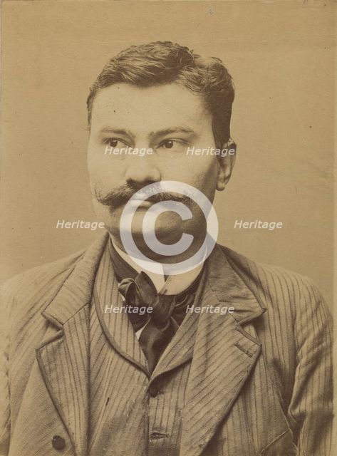 Bossard. Célestin. 33 ans, né le 5/3/61 à Gonbretière (Vendée). Cordonnier. Anarchiste. 2/..., 1894. Creator: Alphonse Bertillon.