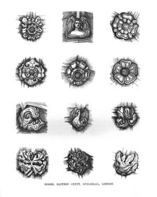 Bosses of the Eastern Crypt. Guildhall, 1886