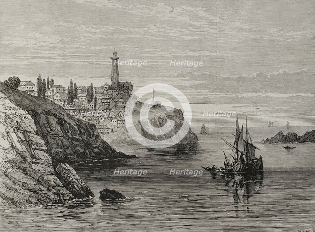 Bosphorus lighthouse at the entrance to the Black Sea, on the European coast, Turkey, 1878. Creator: John Greenaway.