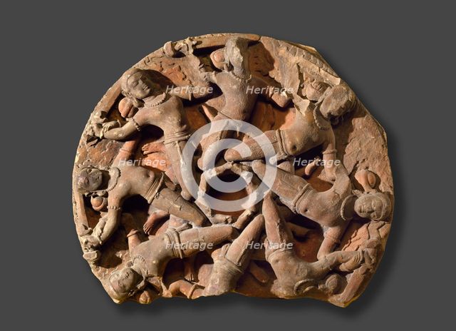 Boss from a temple ceiling with circle of flying warriors, late 8th century-early 9th century Artist: Unknown.