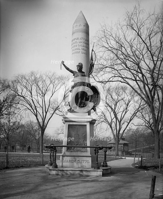Boston, Mass., Boston Massacre Monument, between 1890 and 1906. Creator: Unknown.