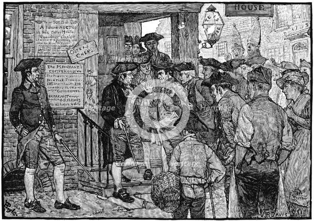 Boston mob attempting to force government Stamp Officer to resign, c1773. Artist: Unknown