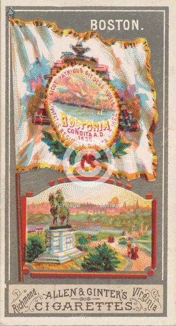 Boston, from the City Flags series (N6) for Allen & Ginter Cigarettes Brands, 1887. Creator: Allen & Ginter.