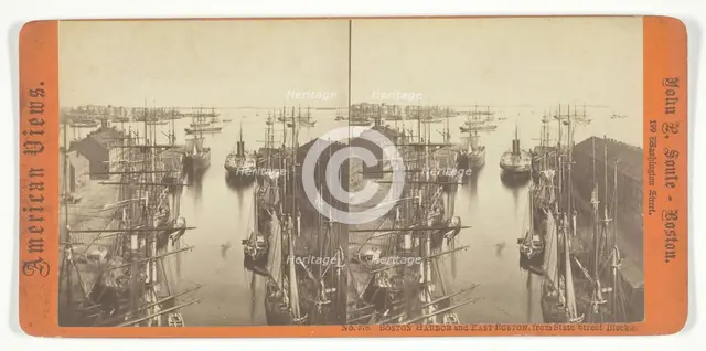 Boston Harbor and East Boston, from State Street Block, 1861/88. Creator: John P. Soule.