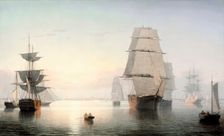 Boston Harbor, Sunset, between 1850 and 1855. Creator: Fitz Hugh Lane