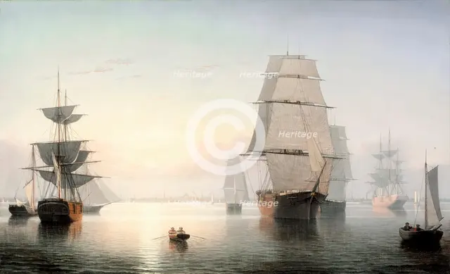Boston Harbor, Sunset, between 1850 and 1855. Creator: Fitz Hugh Lane.