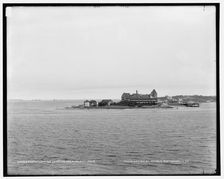 Boston Light and Hotel Pemberton from Paddock's Island, Hull, Mass., c1901. Creator: Unknown
