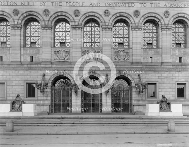 Boston Public Library, entrance, c.between 1910 and 1920. Creator: Unknown.