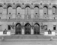 Boston Public Library, entrance, c.between 1910 and 1920. Creator: Unknown