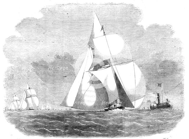 Boston Regatta, the "Waterwitch", Winner of the Cup, off Frieston Shore, 1856.  Creator: Edwin Weedon.