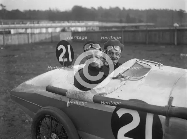 BA Davey in his AC at the JCC 200 Mile Race, Brooklands, Surrey, 1921. Artist: Bill Brunell.