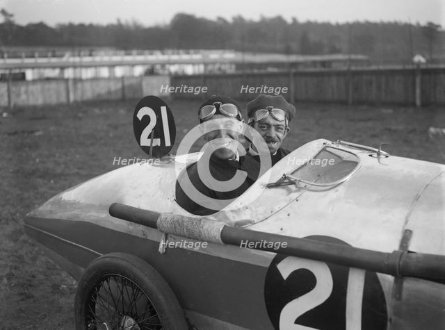 BA Davey in his AC at the JCC 200 Mile Race, Brooklands, Surrey, 1921. Artist: Bill Brunell.