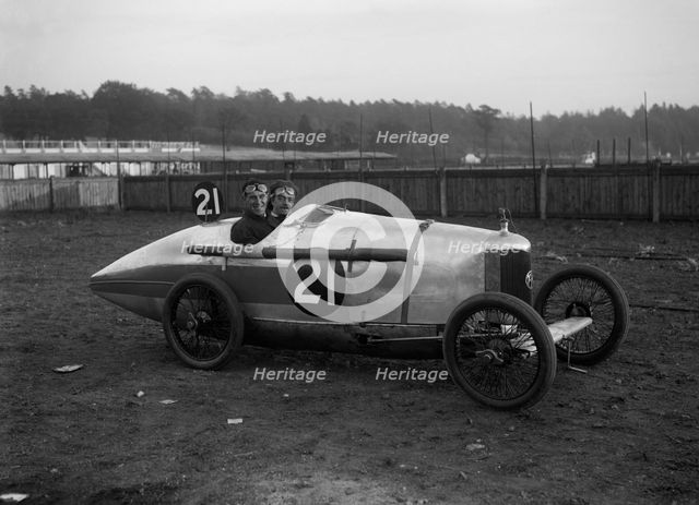 BA Davey in his AC at the JCC 200 Mile Race, Brooklands, Surrey, 1921. Artist: Bill Brunell.