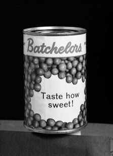 Batchelors Peas tin, 1963. Creator: Michael Walters