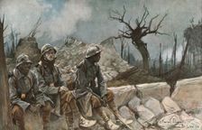 'Bataille de la Somme; Ruines de l'eglise de Dompierre 1916 (1924). Creator: Francois Flameng