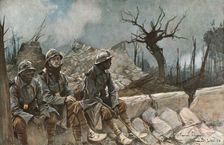 'Bataille de la Somme; Ruines de l'eglise de Dompierre 1916 (1924). Creator: Francois Flameng