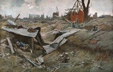 'Bataille de la Somme; Village de Dompierre 1916 (1924) Creator: Francois Flameng