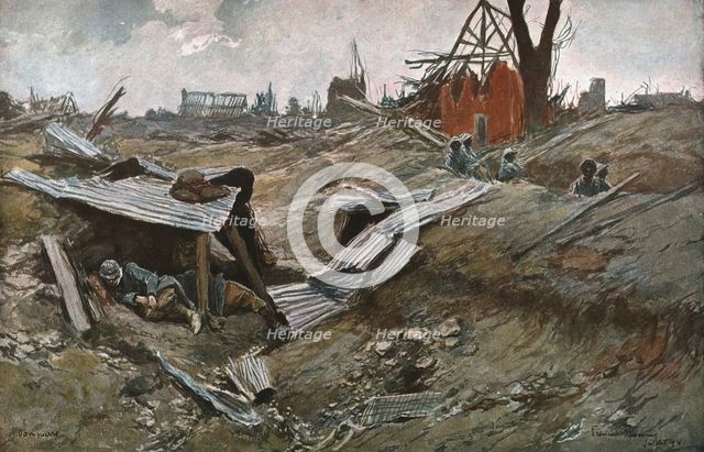 ''Bataille de la Somme; Village de Dompierre', 1916 (1924) Creator: Francois Flameng.