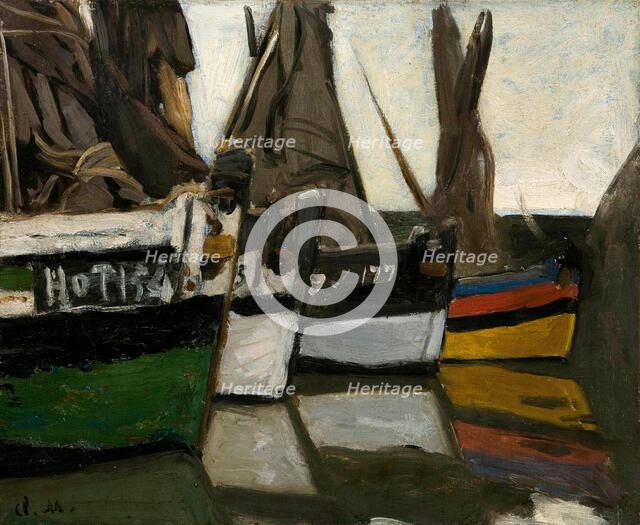 Bateaux de pêche á Honfleur (Fishing boats in Honfleur), ca 1866. Creator: Monet, Claude (1840-1926).