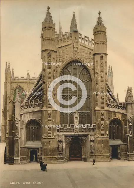 Bath Abbey, West front, c1925. Creator: Unknown.