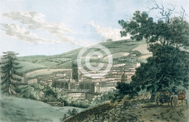 Bath, from the private road leading to Prior Park, pub. 1793. Creator: J. Hassell (1767-1825) and J.C. Ibbetson (1759-1817).