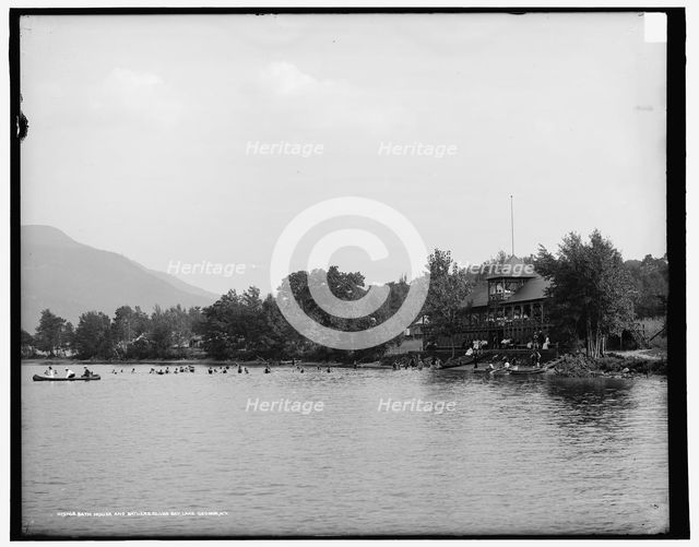 Bath house and bathers, Silver Bay, Lake George, N.Y., c1906. Creator: Unknown.