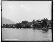 Bath house and bathers, Silver Bay, Lake George, N.Y., c1906. Creator: Unknown