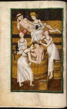 Bath. Miniature from The Jenský Codex, c1500. Creator: Zmilelý, Janícek (active Early 16th cen.)