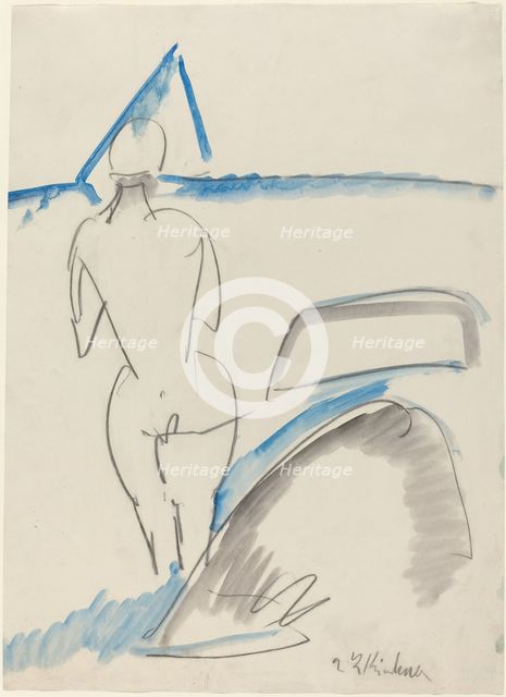 Bather on the Beach, 1912/1913. Creator: Ernst Kirchner.