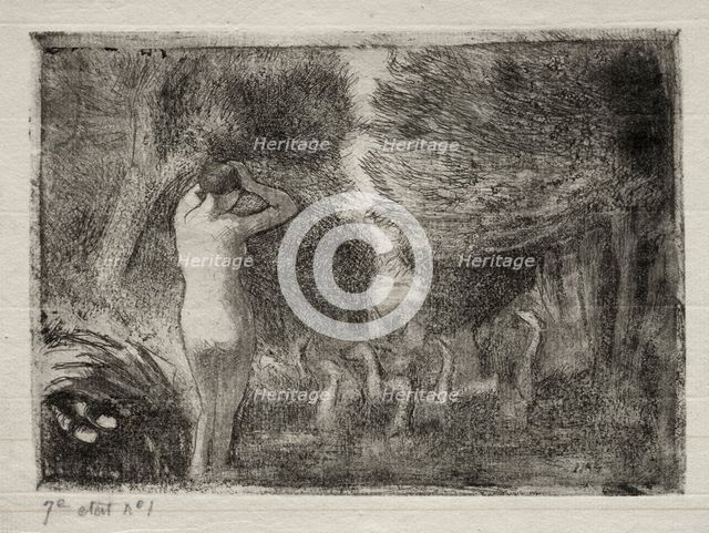 Bather and Geese, 1895. Creator: Camille Pissarro (French, 1830-1903).