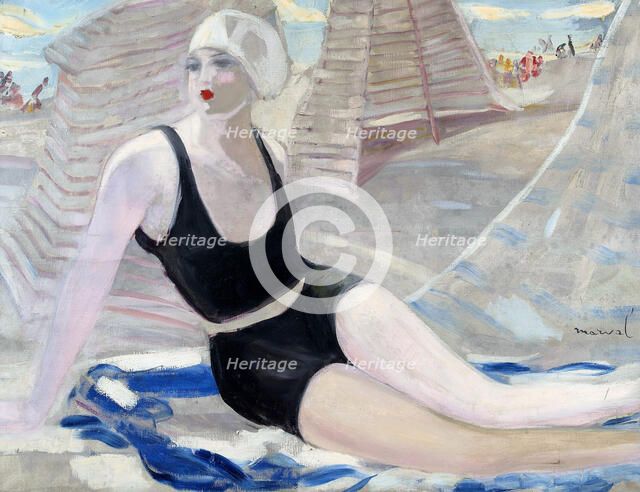 Bather in black swimming suit. Artist: Marval, Jacqueline (1866-1932)