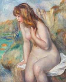 Bather sitting on a rock (Baigneuse assise sur un rocher), 1892. Creator: Pierre-Auguste Renoir