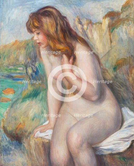 Bather sitting on a rock (Baigneuse assise sur un rocher), 1892. Creator: Pierre-Auguste Renoir.